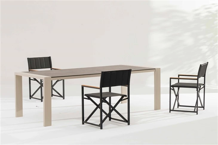 Premium Garden Dining Sets – Slate Top & Aluminum Frame Elegance factory